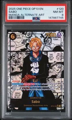 2025 ONE PIECE OP13-CARRYING ON HIS WILL MANGA ALTERNATE ART #120 SABO PSA 8 - Image 1