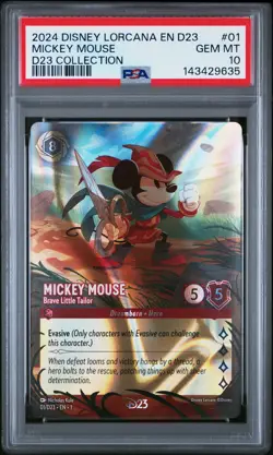 2024 DISNEY LORCANA D23 COLLECTION #01 MICKEY MOUSE - BRAVE LITTLE TAILOR PSA 10 - Image 1