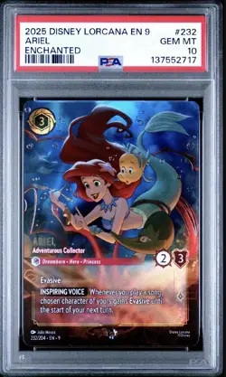 2025 DISNEY LORCANA - FABLED "ARIEL - ADVENTUROUS COLLECTOR" ENCHANTED PSA 10 - Image 1