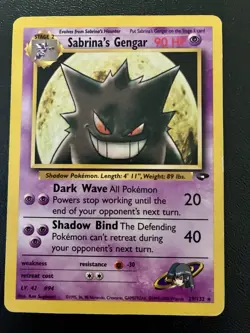 Sabrina’s Gengar Normal 29/132 Gym Heroes Pokemon TCG Card Lightly Played - Image 2