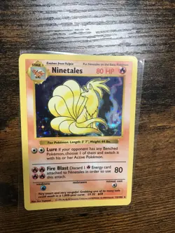 Ninetales 12/102 Holo Rare Base Set Shadowless Pokemon Card 1999 LP - Image 1