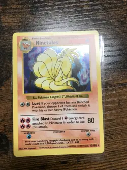 Ninetales 12/102 Holo Rare Base Set Shadowless Pokemon Card 1999 LP - Image 2