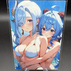 Shenhe & Ganyu Genshin Impact Anime Waifu Card Doujin ACG Goddess Holo - Image 1