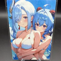 Shenhe & Ganyu Genshin Impact Anime Waifu Card Doujin ACG Goddess Holo - Image 2