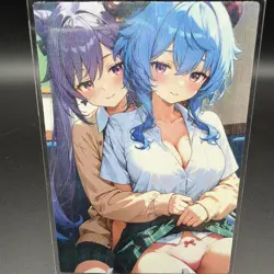 Keqing & Ganyu Genshin Impact Anime Waifu Card Doujin ACG Goddess Holo - Image 2