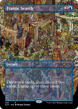 MTG Frantic Search (228) - Foil - Borderless, NM-Mint, English Secret Lair Drop - Image 1