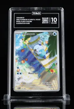 Oshawott 105/086 Sv: White Flare Holo TAG 10- PSA 10 MINT Pokemon Illustration - Image 1