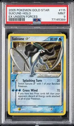 2005 POKEMON EX UNSEEN FORCES GOLD STAR #115 SUICUNE-HOLO PSA 9 - Image 1