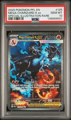 2025 POKEMON PFL EN-PHANTASMAL FLAMES #125 MEGA CHARIZARD X EX PSA 10 - Image 1