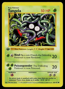 Pokemon Card - Tangela Base Set (Shadowless) 66/102 Common 1st Edition - Image 1