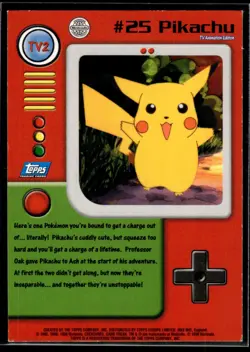 Pokemon Topps Card | TV Animation Edition | Pikachu #25 | Non-Holo | LP - Image 2