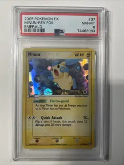 PSA 8 Minun Ex Emerald Reverse Holo 37/106 Pokemon Card - Image 1