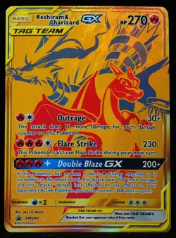 Reshiram & Charizard GX Tag Team #SM247 NM-M Pokemon Card - Image 1