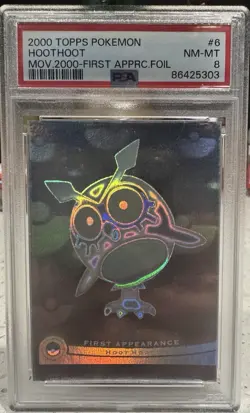 Topps 2000 Pokemon The Movie Holo Foil Card First Appearance Hoothoot #6 PSA 8 - Image 1