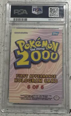 Topps 2000 Pokemon The Movie Holo Foil Card First Appearance Hoothoot #6 PSA 8 - Image 2