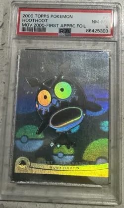 Topps 2000 Pokemon The Movie Holo Foil Card First Appearance Hoothoot #6 PSA 8 - Image 3