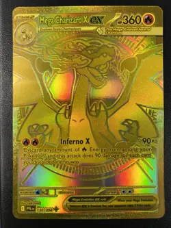 Mega Charizard X ex 130/094 Phantasmal Flames Mega Hyper Rare Gold Holo Pokemon - Image 3