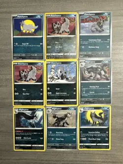 Poochyena Mightyena Pokemon Card Collection Lot Of 9 With Reverse Holo - Image 1