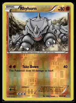Pokemon TCG | Generations | Rhyhorn | 49/83 | Reverse Holo | LP - Image 1