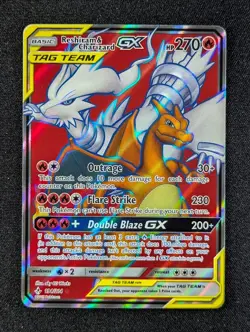 2019 Pokemon RESHIRAM & CHARIZARD GX #194/214 Unbroken Bonds Ultra Rare English - Image 1