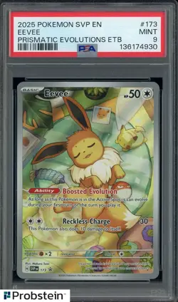 Auction #2 2025 Pokemon SVP EN Prismatic Evolutions ETB #173 Eevee PSA 9 - Image 1