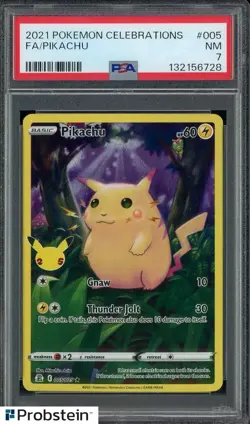 Auction #2 2021 Pokemon Celebrations #005 FA Pikachu PSA 7 NM - Image 1