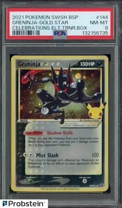 Auction #1 2021 Pokemon SWSH BSP Celebrations ETB #144 Greninja Gold Star PSA 8 - Image 1