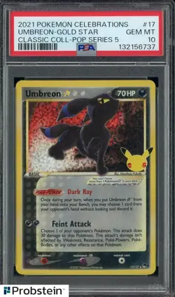 2021 Pokemon Celebrations Classic Pop Series 5 #17 Umbreon Gold Star PSA 10 - Image 1