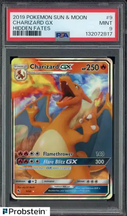 2019 Pokemon Sun & Moon Hidden Fates #9 Charizard GX PSA 9 MINT - Image 1