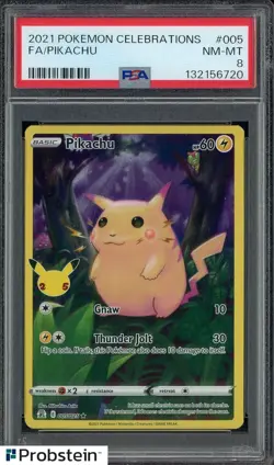 Auction #2 2021 Pokemon Celebrations #005 FA Pikachu PSA 8 NM-MT - Image 1
