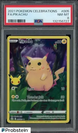 Auction #1 2021 Pokemon Celebrations #005 FA Pikachu PSA 8 NM-MT - Image 1