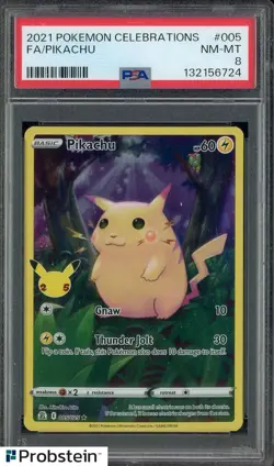 Auction #4 2021 Pokemon Celebrations #005 FA Pikachu PSA 8 NM-MT - Image 1