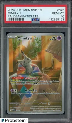 2024 Pokemon SVP EN Paldean Fates ETB #075 Mimikyu PSA 10 GEM MINT - Image 1