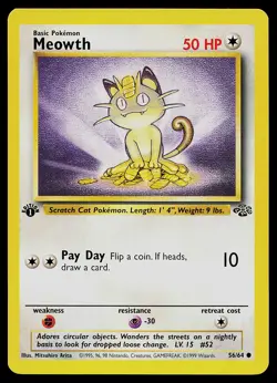 Pokemon Card - Meowth Jungle 56/64 Common 1st Edition - Image 1