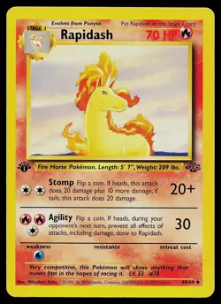 Pokemon Card - Rapidash Jungle 44/64 Uncommon 1st Edition - Image 1