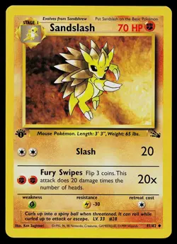 Pokemon Card - Sandslash Fossil 41/62 Uncommon 1st Edition - Image 1