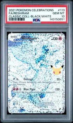 Pokemon Celebrations Reshiram 113/114 Classic Collection Holo Black White PSA 10 - Image 1
