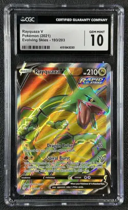 RAYQUAZA V CGC 10 2021 POKEMON SWORD & SHIELD EVOLVING SKIES #193/203 ULTRA RARE - Image 1