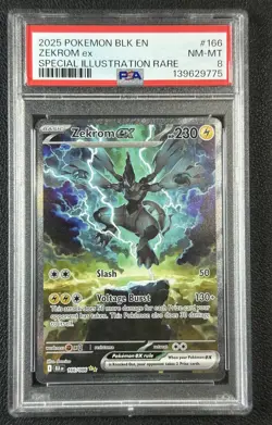 ZEKROM EX PSA 8 2025 POKEMON BLACK BOLT BLK EN 166/086 SPECIAL ILLUSTRATION RARE - Image 1