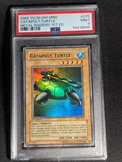Yugioh - Catapult Turtle MRD-075 1st Edition Super Rare (Light Fade) PSA 9 MINT - Image 1