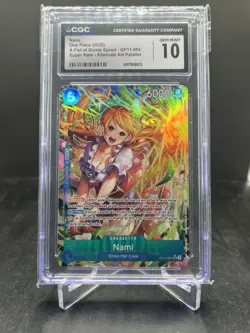 2025 One Piece Fist Of Divine Speed Nami Super Rare Alt Art CGC 10 #OP11-054 - Image 1