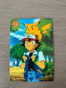 Rare 1996 Japan Pokemon Vending Machine Holo Card - Ash and Pikachu #1 - Image 1