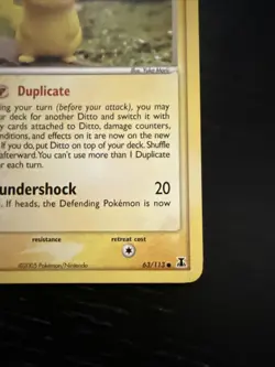 Ditto EX Delta Species Card 63/113 Pikachu Regular MP Condition 2005 - Image 4