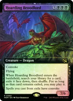 MTG HOARDING BROODLORD EXTENDED ART FOIL March of the Machine NM - Image 1