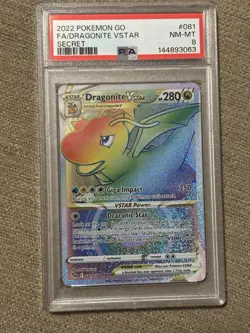 POKEMON TCG RAINBOW DRAGONITE VSTAR 81/78 PSA 8 POKEMON GO SECRET - Image 1