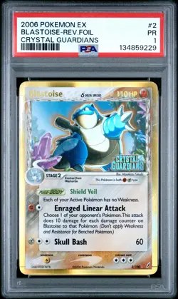2006 POKEMON EX CRYSTAL GUARDIANS #2 BLASTOISE-REVERSE FOIL PSA 1 - Image 1