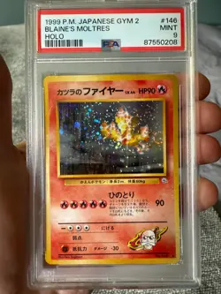 1999 Pokemon Blaine’s Moltres Japanese Holo PSA 9 SWIRL - Image 1
