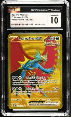 CGC Gem Mint 10 Roaring Moon ex Hyper Rare 262/182 Pokemon Paradox Rift - Image 3