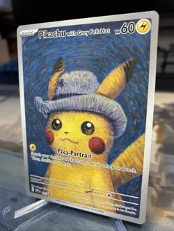 2023 Pokemon SV Black Star Promo Grey Felt Hat Pikachu Pokemon X Van Gogh - Image 3