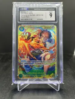 2025 One Piece Carrying On His Will Monkey D. Luffy Secret Rare CGC 9 #OP12-118 - Image 1